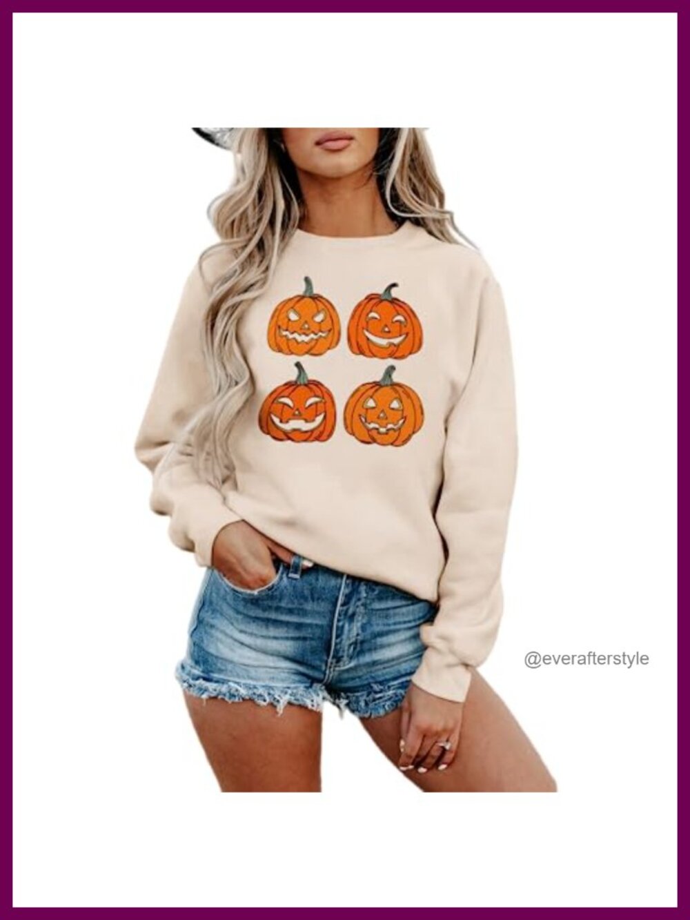 Cotton Blend Crewneck Sweatshirt Pumpkin Graphic Long Sleeve Pullover